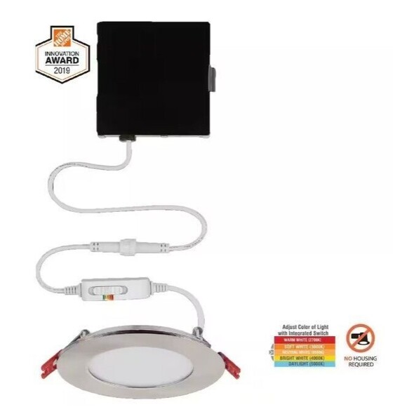 Commercial Electric 4 in. Slim LED Color Changing Recessed Light Kit, *Tested - Picture 1 of 11